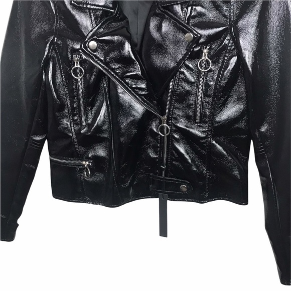 BLANK NYC Shiny Faux Patent Leather Moto Jacket - Picture 5 of 11